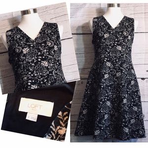 Loft Grey Flower Sleeveless Dress